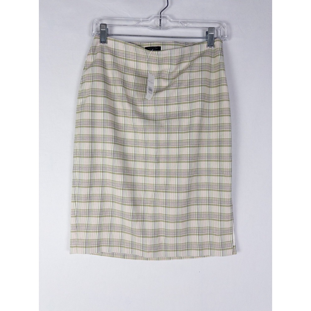 NWT Ann Taylor Skirt Womens 2 Lined Plaid Pencil Zip Knee Straight Office Career